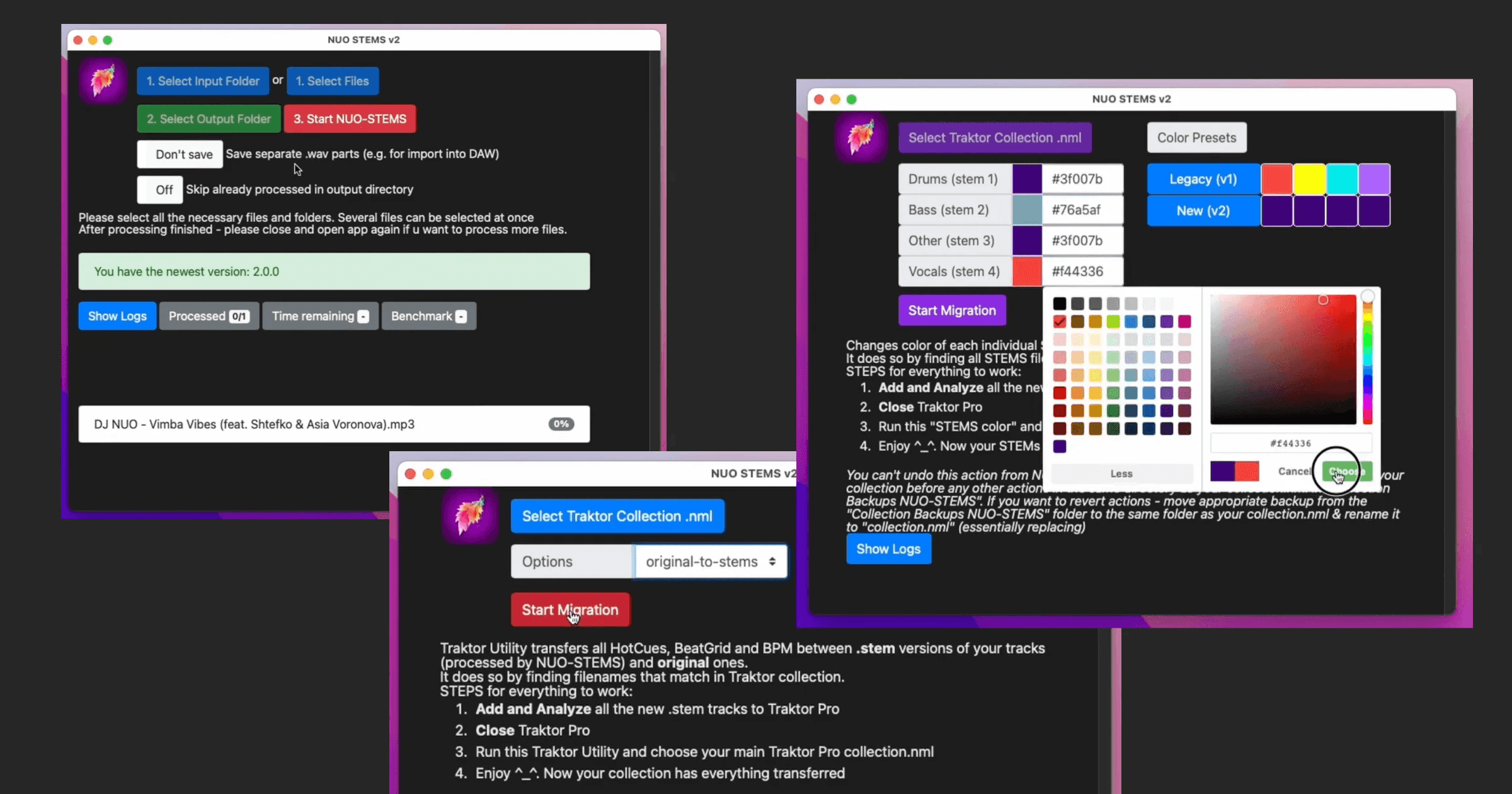 NUO-STEMS version 2.0 interface